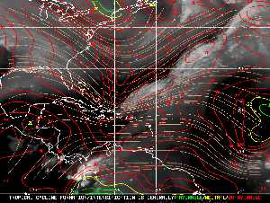Météo tropicale : Carte des vents de cisaillement.