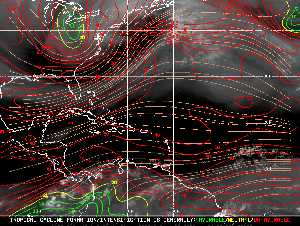 Météo tropicale : Carte des vents de cisaillement.
