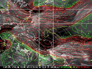 Météo tropicale : Carte des vents de cisaillement.