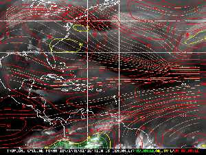 Météo tropicale : Carte des vents de cisaillement.