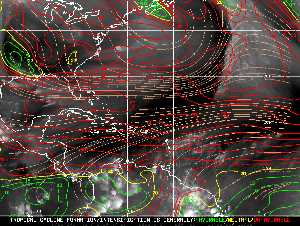 Météo tropicale : Carte des vents de cisaillement.