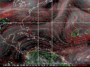 Météo tropicale : Carte des vents de cisaillement.