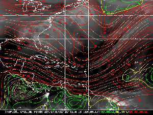 Météo tropicale : Carte des vents de cisaillement.