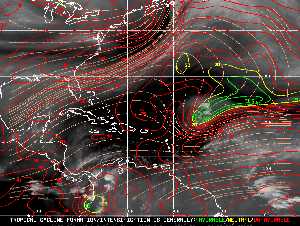 Météo tropicale : Carte des vents de cisaillement.