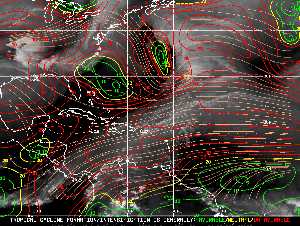 Météo tropicale : Carte des vents de cisaillement.