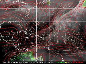 Météo tropicale : Carte des vents de cisaillement.