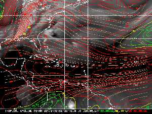 Météo tropicale : Carte des vents de cisaillement.