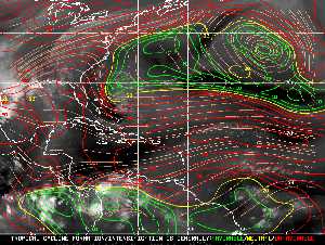 Météo tropicale : Carte des vents de cisaillement.