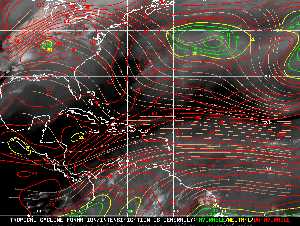 Météo tropicale : Carte des vents de cisaillement.