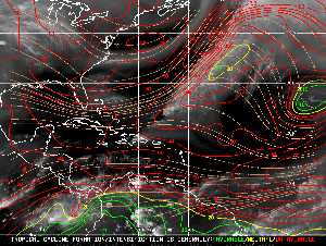 Météo tropicale : Carte des vents de cisaillement.