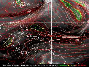 Météo tropicale : Carte des vents de cisaillement.