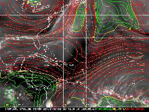 Météo tropicale : Carte des vents de cisaillement.