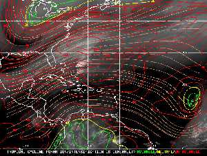 Météo tropicale : Carte des vents de cisaillement.