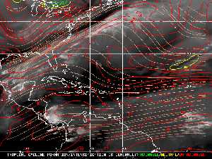 Météo tropicale : Carte des vents de cisaillement.