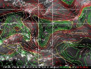 Météo tropicale : Carte des vents de cisaillement.