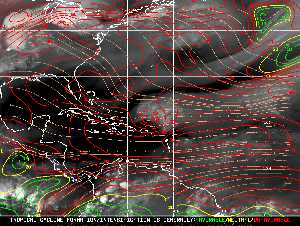 Météo tropicale : Carte des vents de cisaillement.