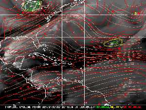 Météo tropicale : Carte des vents de cisaillement.
