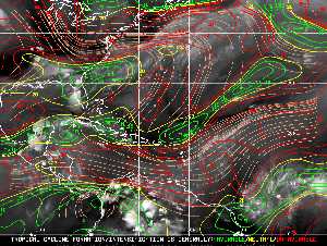 Météo tropicale : Carte des vents de cisaillement.