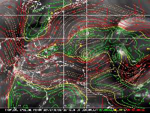 Météo tropicale : Carte des vents de cisaillement.
