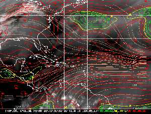 Météo tropicale : Carte des vents de cisaillement.