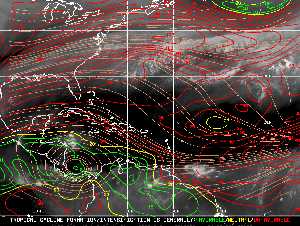 Météo tropicale : Carte des vents de cisaillement.