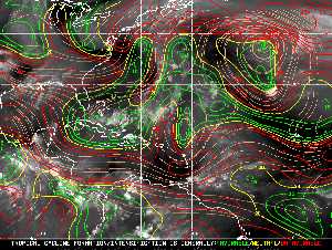 Météo tropicale : Carte des vents de cisaillement.