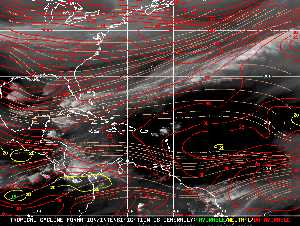 Météo tropicale : Carte des vents de cisaillement.