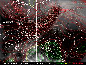 Météo tropicale : Carte des vents de cisaillement.