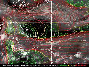 Météo tropicale : Carte des vents de cisaillement.