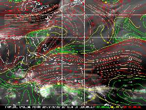 Météo tropicale : Carte des vents de cisaillement.