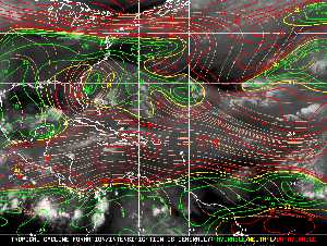 Météo tropicale : Carte des vents de cisaillement.