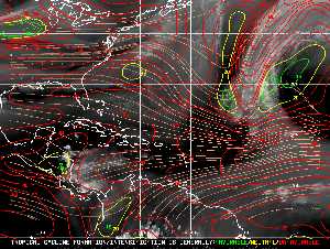 Météo tropicale : Carte des vents de cisaillement.