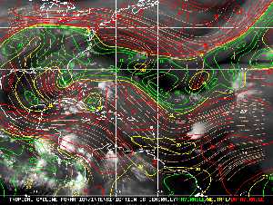Météo tropicale : Carte des vents de cisaillement.