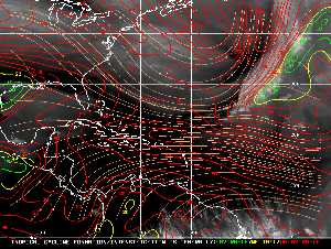 Météo tropicale : Carte des vents de cisaillement.