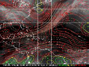 Météo tropicale : Carte des vents de cisaillement.