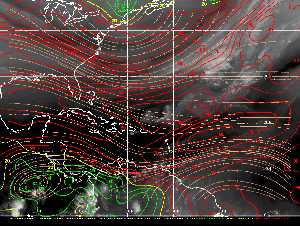 Météo tropicale : Carte des vents de cisaillement.