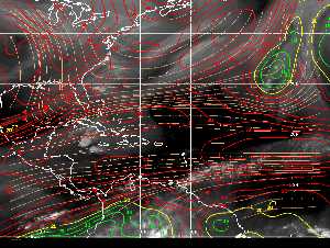 Météo tropicale : Carte des vents de cisaillement.