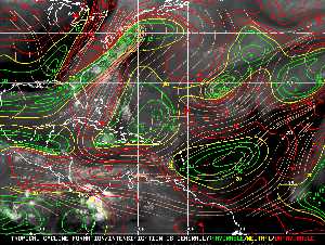 Météo tropicale : Carte des vents de cisaillement.