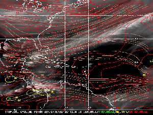 Météo tropicale : Carte des vents de cisaillement.