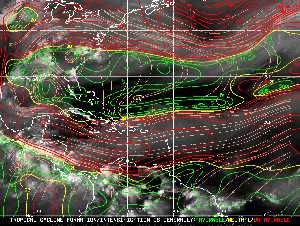 Météo tropicale : Carte des vents de cisaillement.