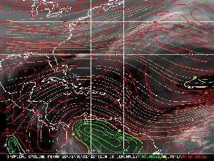 Météo tropicale : Carte des vents de cisaillement.