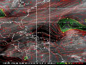 Météo tropicale : Carte des vents de cisaillement.