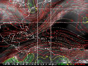 Météo tropicale : Carte des vents de cisaillement.