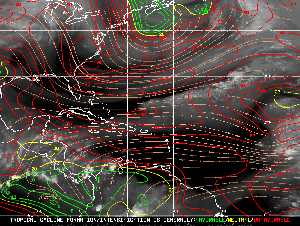 Météo tropicale : Carte des vents de cisaillement.