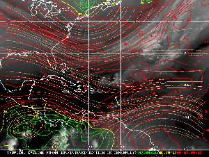 Météo tropicale : Carte des vents de cisaillement.
