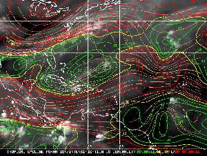 Météo tropicale : Carte des vents de cisaillement.
