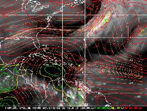 Météo tropicale : Carte des vents de cisaillement.