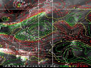Météo tropicale : Carte des vents de cisaillement.