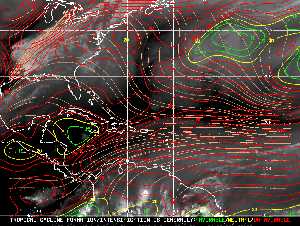 Météo tropicale : Carte des vents de cisaillement.