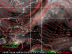 Météo tropicale : Carte des vents de cisaillement.